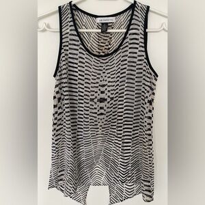 Liz Claiborne Black and White Patterned Tank Top